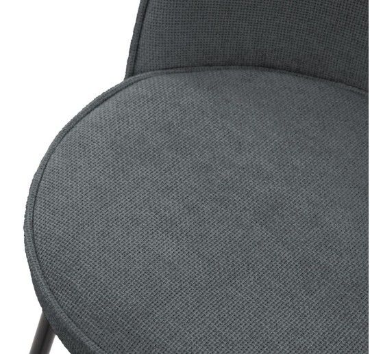 Set of 2 Grey Upholstered Bar Stools with Backrests and Black Steel Legs