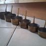 Graduated set French tinned Brass Pots and pans Image 3
