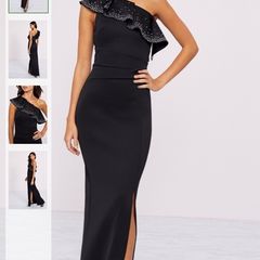 Lipsy Long Black Styled Dress