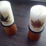 2 Wooden Base Candle Holders & Candles. Image 2