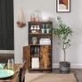_Bookcase, Book Cabinet, Office Shelf, Kitchen Cabinet with 2 Open Compartments, Adjustable Shelf in Cupboard, Multifunctional, Industrial Design, Vintage Brown/Black Image 4