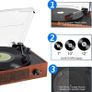 DISCOUNT IN COMMENTS Bluetooth Record Player Belt-Driven 3-Speed Turntable, Vintage Vinyl Record Players Built-in Stereo Speakers, with Headphone Jack/Aux Input/RCA Line Out (FREE SHIPPING) Image 4