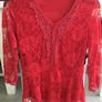 Ladies Red lace top. Size 10 Image 3