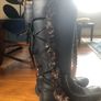 Black leather boots with fur Image 2