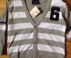 Age 1.5-2 NEXT Grey & White Striped Cardigan