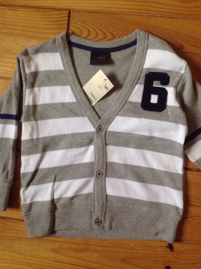 Age 1.5-2 NEXT Grey & White Striped Cardigan