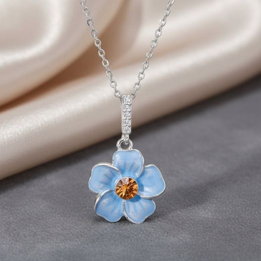 Dainty Forgot Me Not Silver Plated Necklace