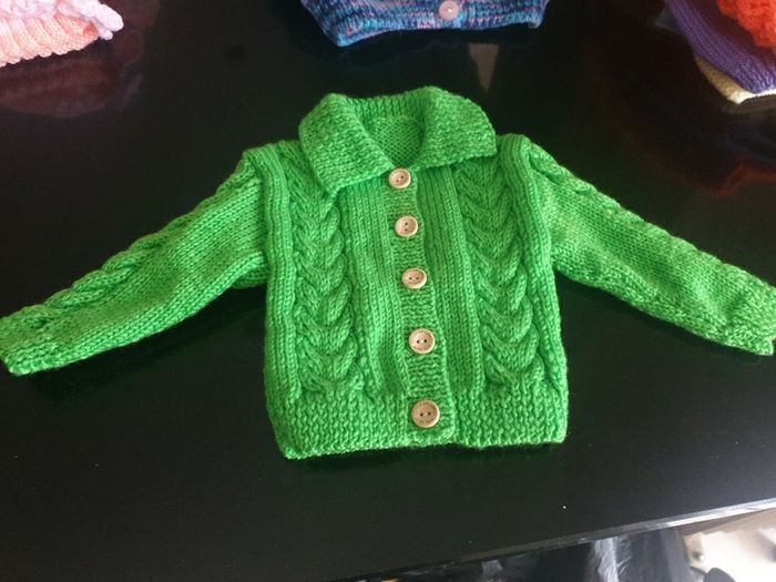 Hand knit baby cardigan
