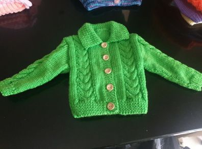 Hand knit baby cardigan