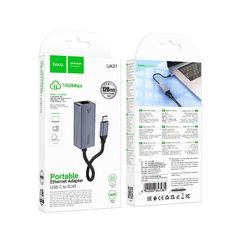 Hoco UA37 Type-C To Ethernet Adapter 1000 Mbps Metal Gray