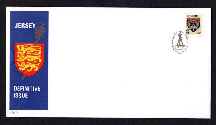 1987 Jersey 75p Remon Family Arms Definitive Stam First Day Cover (FDC)