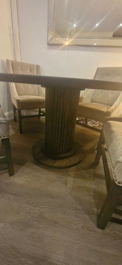 Luxury custom made mocha dining table with chairs