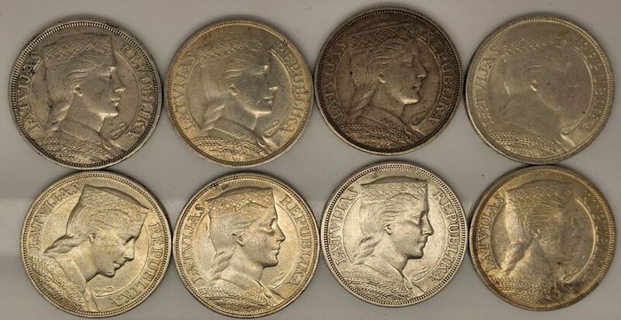 Latvia 1931 Silver 5 Lati Beautiful big Silver Coins Priced at Silver Spot Price