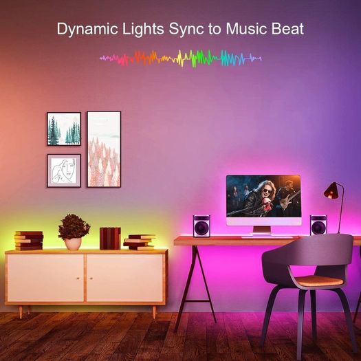 6M LED Strip Lights with Remote Music Sync LED Lights for Bedroom Color Changing SMD5050 RGB LED Strips for Desk, Dorm, Under The Cabinet, TVs, Rooms (6M 44 Keys Remote+ Mic Control)