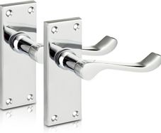 Chrome Elegance Range Polished Chrome Victorian Scroll Lever Latch Handles, Backplate Door Handles, Contemporary Design for Internal Wooden Doors (1 Pair)