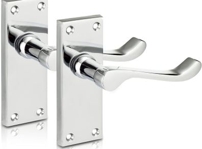 Chrome Elegance Range Polished Chrome Victorian Scroll Lever Latch Handles, Backplate Door Handles, Contemporary Design for Internal Wooden Doors (1 Pair)
