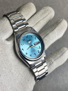 Vintage Seiko 5 Automatic Mens Watch Day/Date Arabic Dial Ultra rare