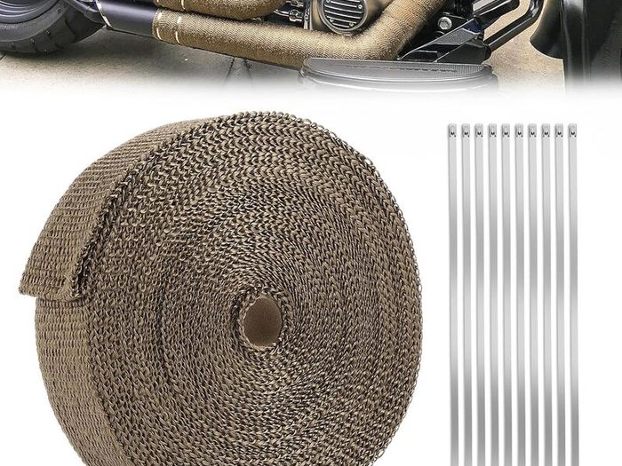 20M x 5CM Titanium Exhaust wrap Roll for Turbo Motorbike Heat Shield for Car Motorcycle Exhaust Manifold Downpipe Heat Wrap Roll