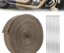 20M x 5CM Titanium Exhaust wrap Roll for Turbo Motorbike Heat Shield for Car Motorcycle Exhaust Manifold Downpipe Heat Wrap Roll