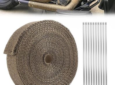 20M x 5CM Titanium Exhaust wrap Roll for Turbo Motorbike Heat Shield for Car Motorcycle Exhaust Manifold Downpipe Heat Wrap Roll