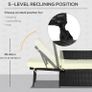 5PC PE Rattan Sun Lounger, Outdoor Wicker 5-level Adjustable Recliner Sofa Bed with Storage Side Table and Footstools, for Patio, Garden, Poolside, Black Image 4