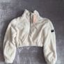 Oh Polly Size M Cream Teddy Fleece Quarter Zip Crop Top BNWT Image 3