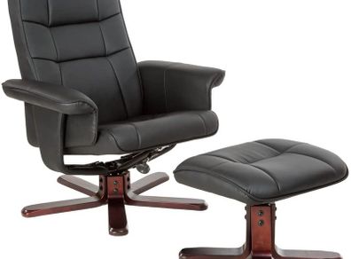 Recliner Chair with Footstool Faux Leather - Free Delivery Nationwide