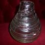 Antique 1920s Handmade Retro Blown Glass  Vase with Light Pink Webbing on Clear Glass Image 2