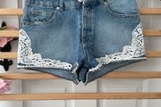 shorts miss selfridge size 10 denim shorts with lace detail button opening