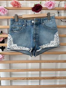 shorts miss selfridge size 10 denim shorts with lace detail button opening