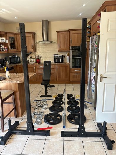 Squat Stands Heavy (rated 350kg) + Gym Weight Set!