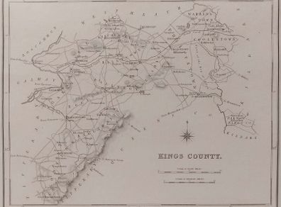 Offaly 1837 Antique Map Including Baronies
