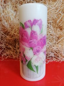 XL Mother's day Valentine's day decorative spring birthday new home summer pink flowers bouquet picture pillar gift candle
