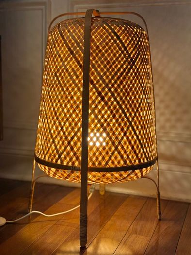 Vintage ikea bamboo rattan floor lamp