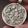 Handmade Vintage Labradorite Lion Face Brass Floral Design Pendant Image 6