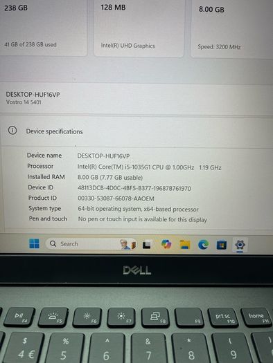 Dell i5 pro 10th gen 8gb 256 win 11 pro