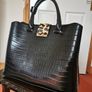 DUNE Black Reptile Effect Tote Bag Image 4