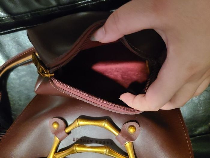 Laura Ashley Bamboo Handle Handbag in Burgundy