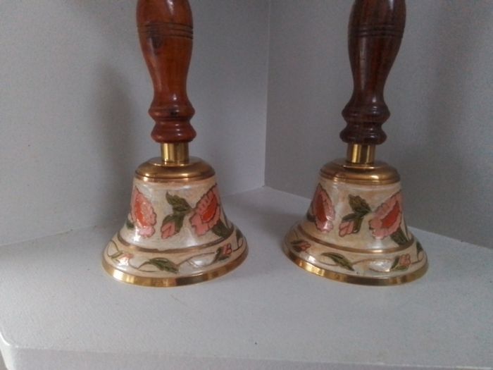 Two VTG Brass & Enamel Bells