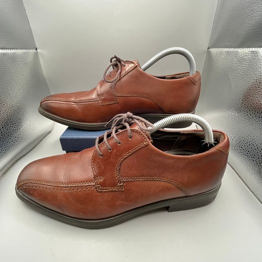 Ecco Melbourne Derby Shoes - Size UK 8.5 - Brown Leather