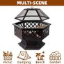 NEW SALE | 70cm Metal Outdoor Fire Pit - Large Bonfire Wood Burning Patio & Outdoor Fireplaces Backyard Firepit For Outside With Spark Screen And Round Fireplace Cover Image 4