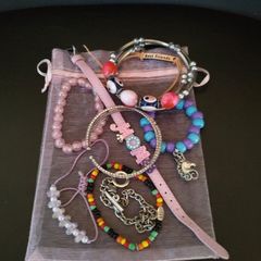 Selection of 9 Kids Bangles / Bracelets with Gift Bag. Free Postage!