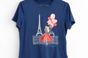 Pre Owned Navy Blue Paris Eiffel Tower Graphic T-Shirt