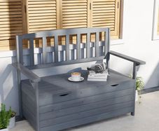 Two-Seater Garden Storage Bench - Grey