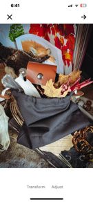 Canvas and Vegan Leather Foraging Collecting Handy Belt Pouch Waist Foldable Bag