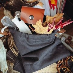 Canvas and Vegan Leather Foraging Collecting Handy Belt Pouch Waist Foldable Bag