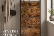 Rustic Brown Shoe Cabinet with 3 Flip Drawers Space Saving Storage