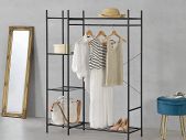 Coat Stand 150 x 110 x 40 cm Clothes Rack with 6 Shelves Black