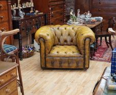 Vintage Camel Leather Chesterfield Armchair