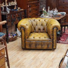 Vintage Camel Leather Chesterfield Armchair